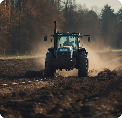 Tractor working in field